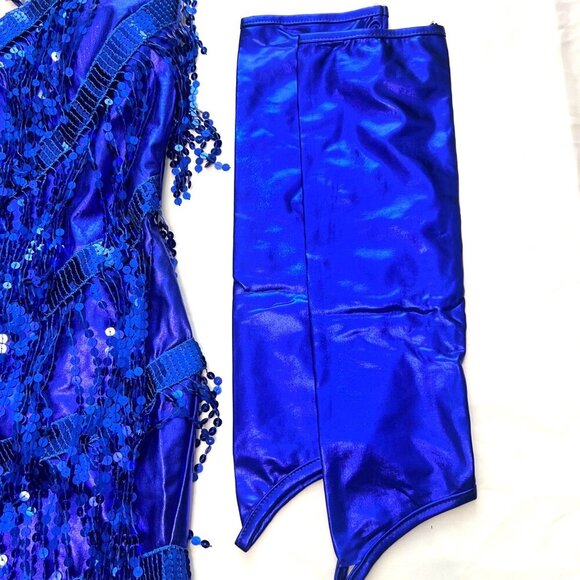 Blue sequins dress Latin Dance Dress 1920 Flapper Costume Size Medium - Picture 4 of 13
